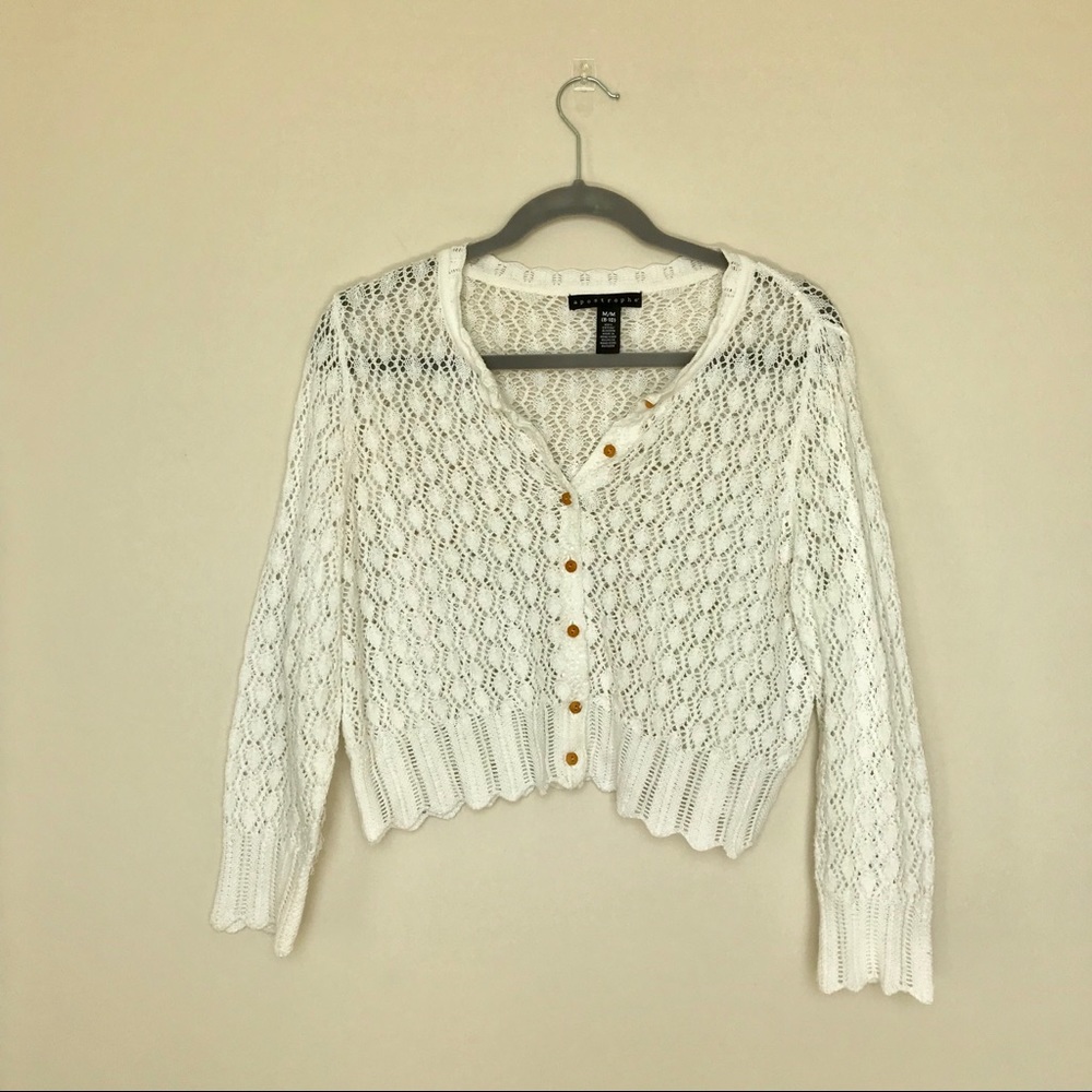 Apostrophe | Boho Cropped Crochet Button Up Top